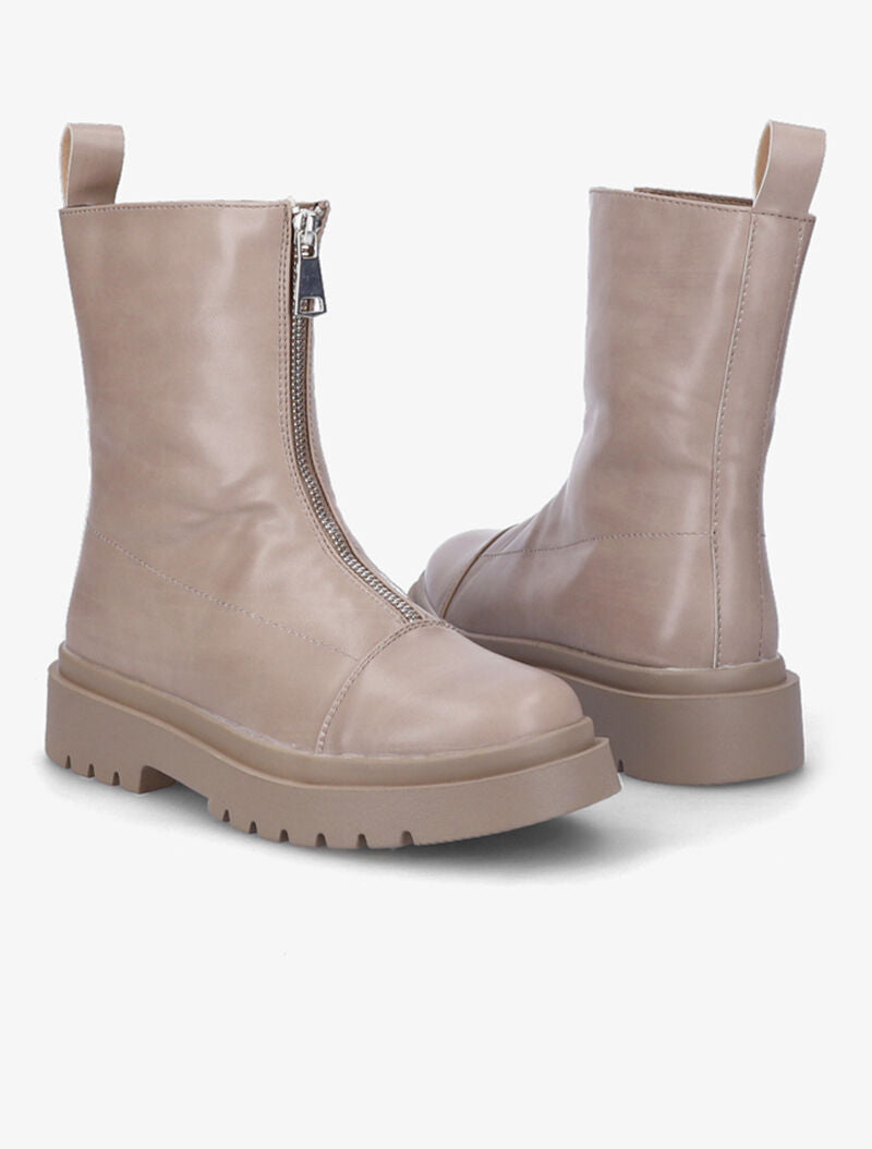 Boots montantes zippées - Taupe - 5