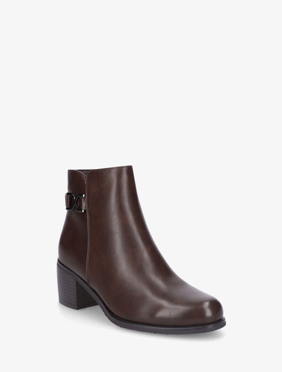 Bottines en simili à talon - Marron - 2