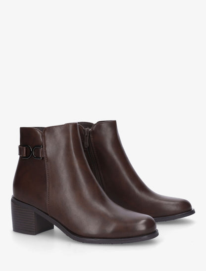 Bottines en simili à talon - Marron - 4