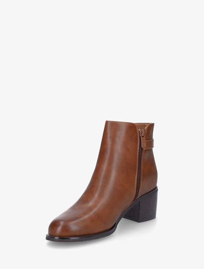 Bottines en simili à talon - Camel - 3
