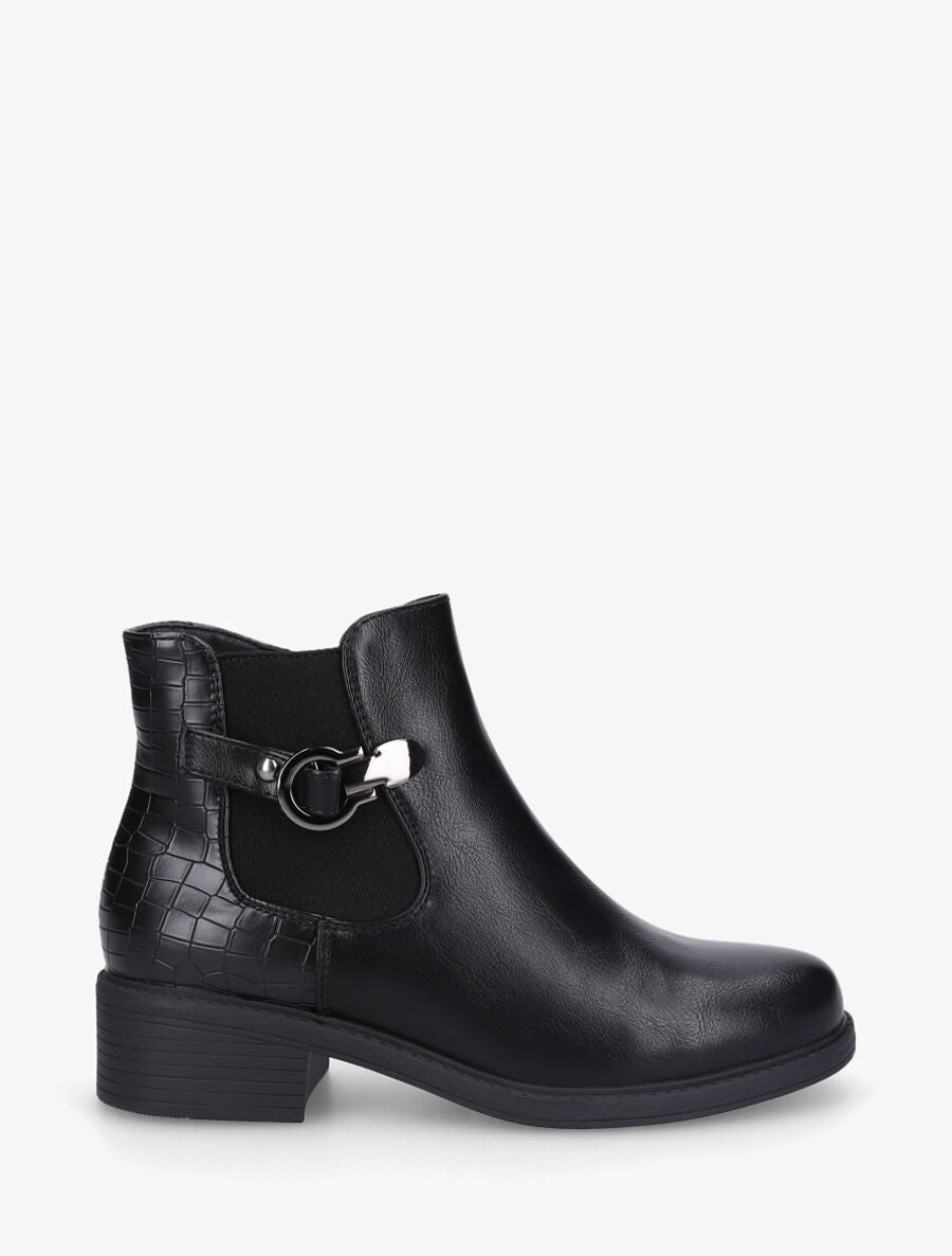 Bottines plates élastiquées croco - Noir - 1