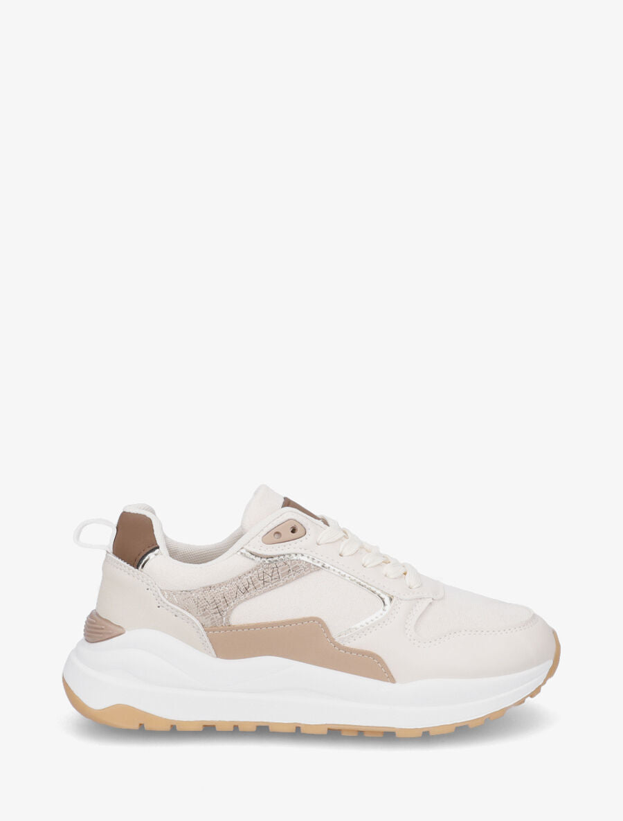Baskets bi-matière - Beige - 1