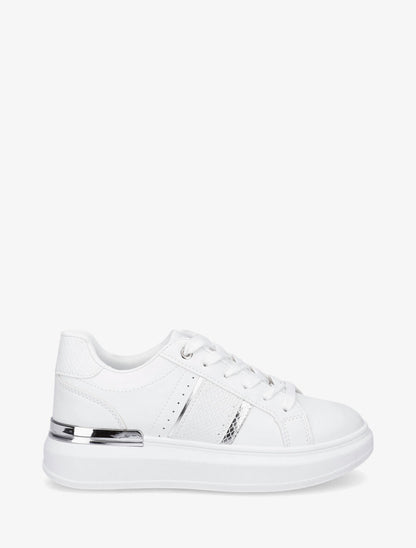 Sneakers compensées à empiècement métal - Blanc - 5