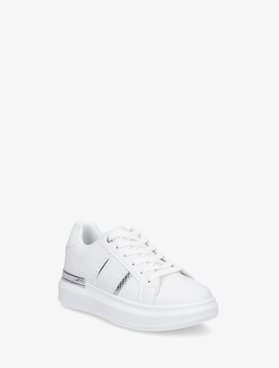 Sneakers compensées à empiècement métal - Blanc - 2