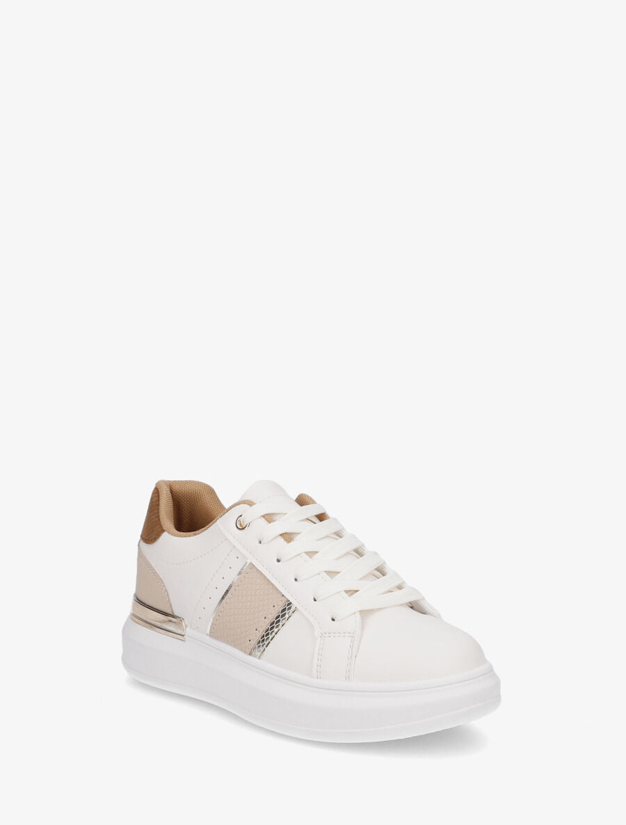Sneakers compensées à empiècement métal - Camel - 2