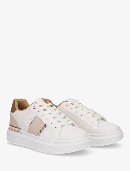 Sneakers compensées à empiècement métal - Camel - 4