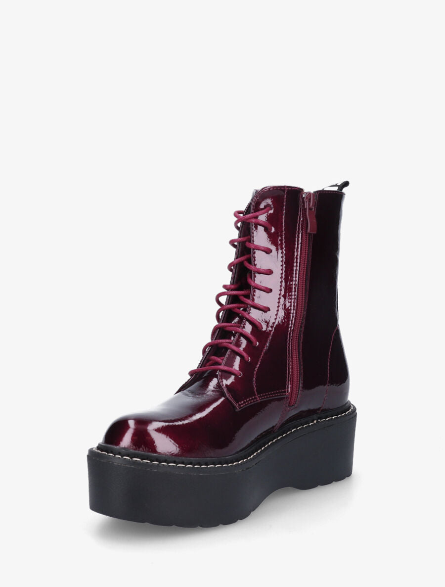 Bottines vernies à plateforme et inscription - Bordeaux - 3