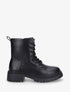Bottines en simili à lacets - Noir - 1