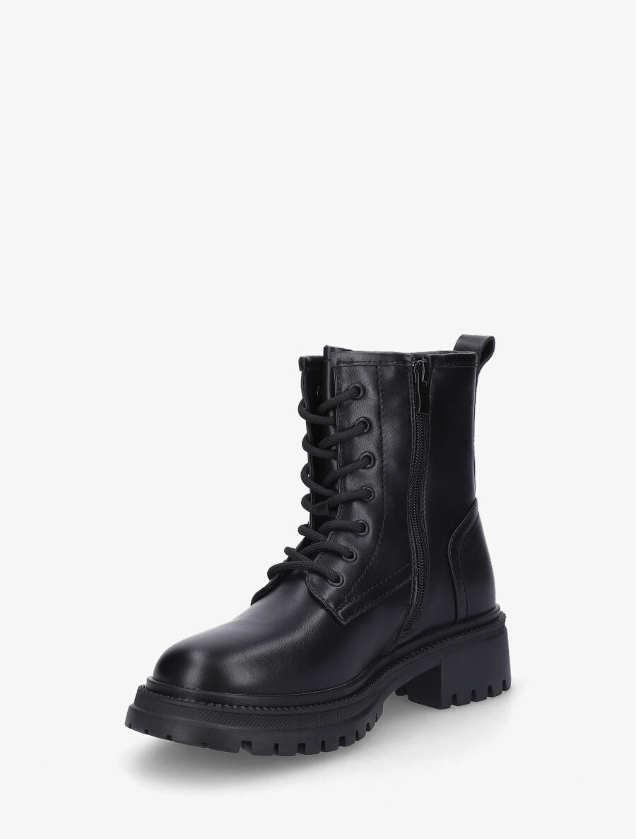 Bottines en simili à lacets - Noir - 3