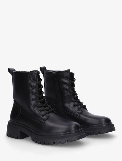 Bottines en simili à lacets - Noir - 4