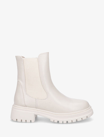 Bottines élastiquées en simili - Beige - 1