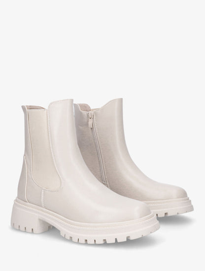 Bottines élastiquées en simili - Beige - 4