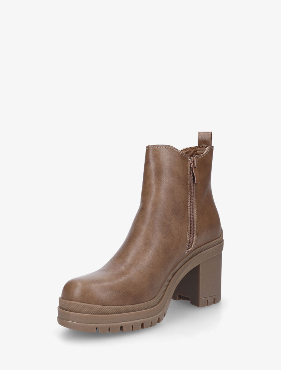 Bottines à semelle et talon crantés - Taupe - 3