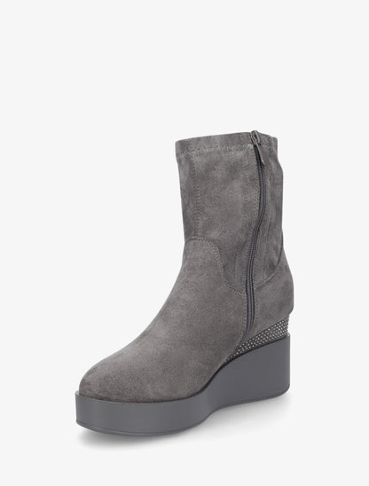 Bottines compensées en suédine et souples - Gris - 3