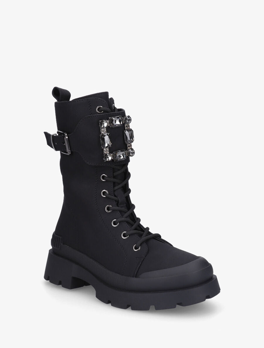 Bottines montantes et bijou en strass - Noir - 2