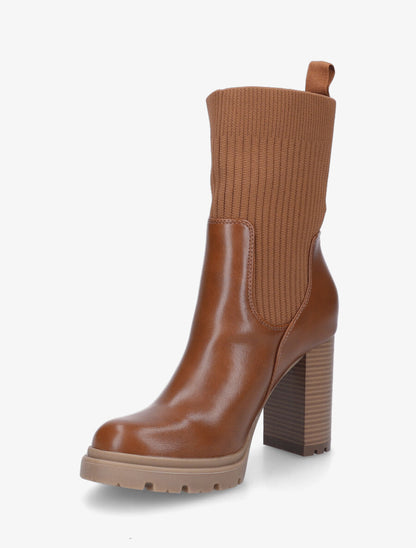 Bottines chaussettes à talon haut - Camel - 3