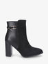 Bottines en suédine et contrefort en python - Noir - 1