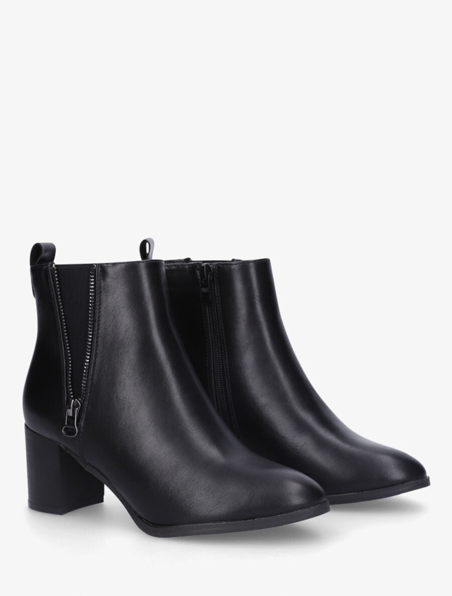 Bottines élastiquées à zip décoratif - Noir - 4