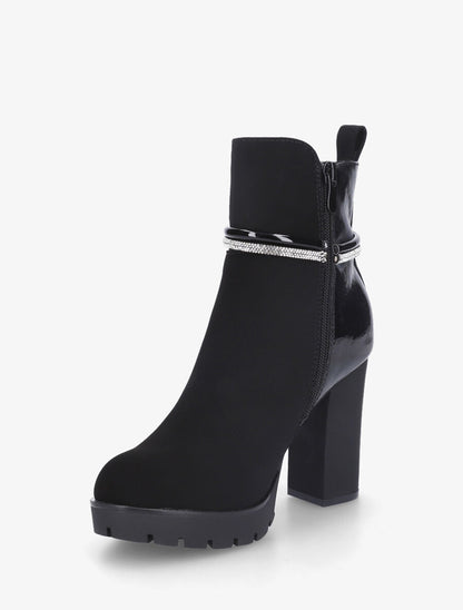 Bottines à talon haut et strass - Noir - 3