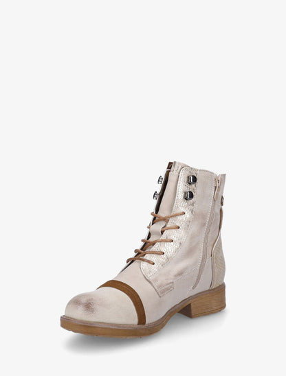 Bottines en simili multi textures - Beige - 3