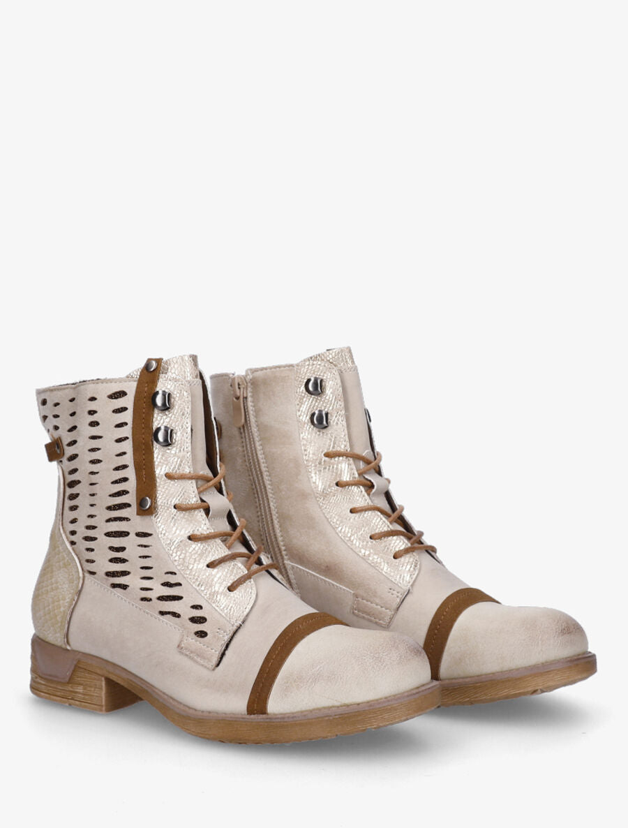 Bottines en simili multi textures - Beige - 4