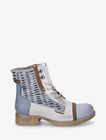 Bottines en simili multi textures - Bleu - 1