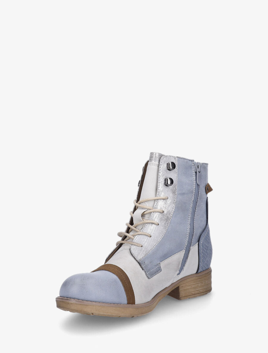 Bottines en simili multi textures - Bleu - 3