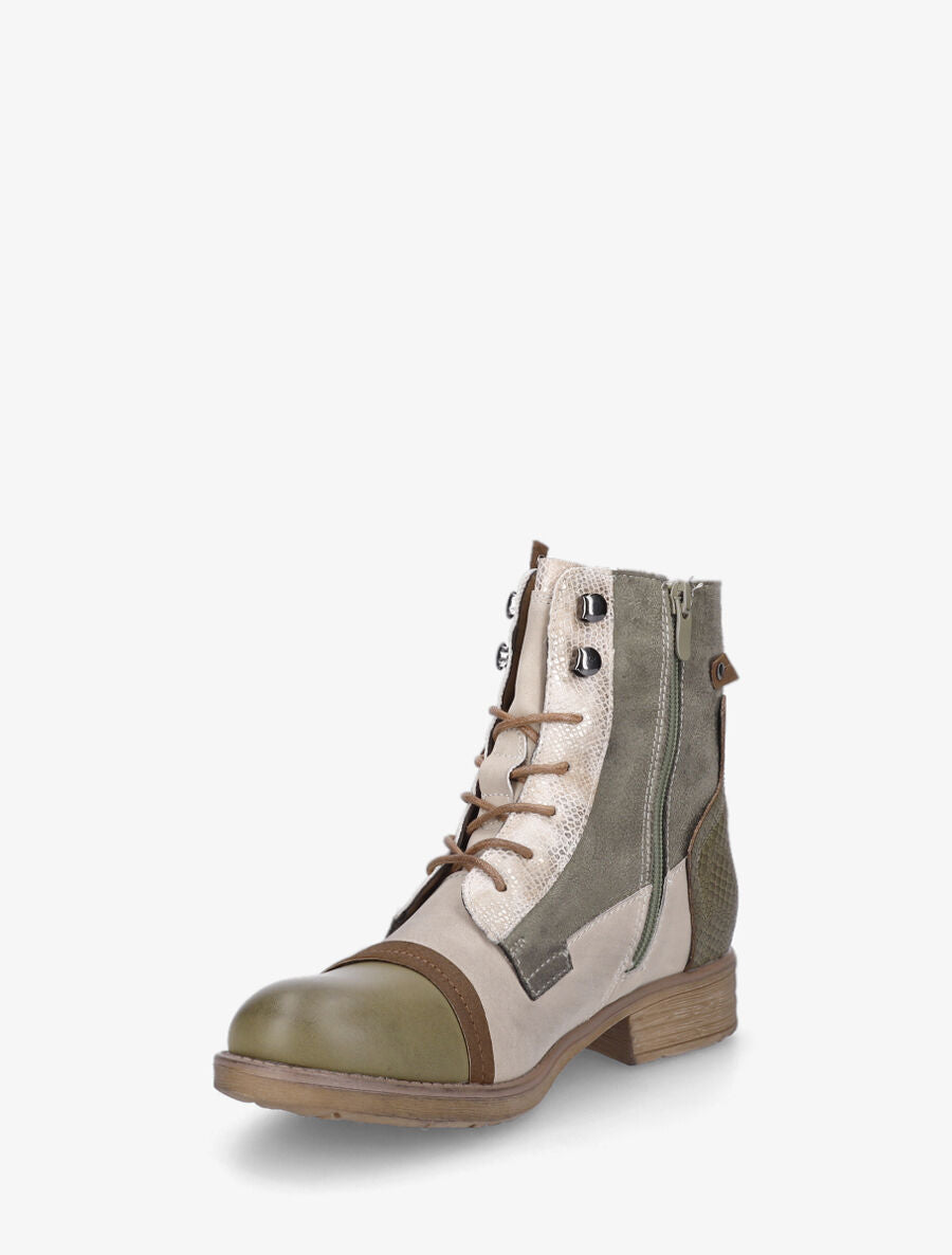 Bottines en simili multi textures - Kaki - 3