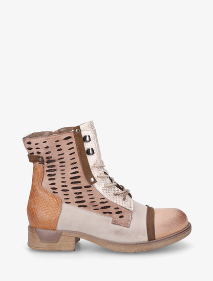 Bottines en simili multi textures - Rose - 1