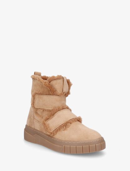 Boots fourrées à scratch - Camel - 2