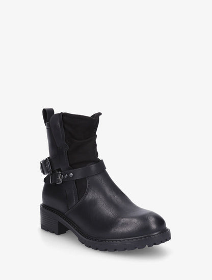 Bottines en simili à deux sangles - Noir - 2