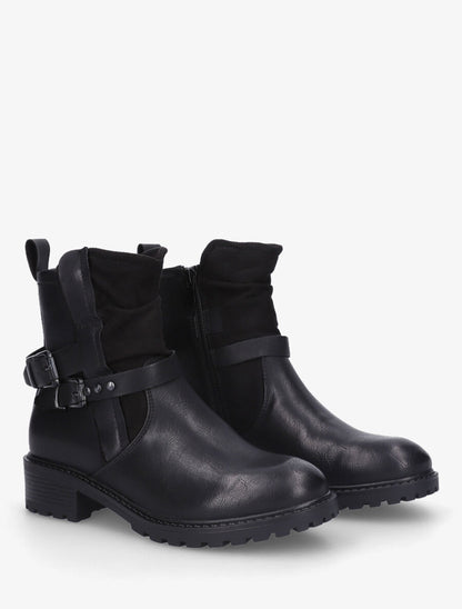 Bottines en simili à deux sangles - Noir - 4