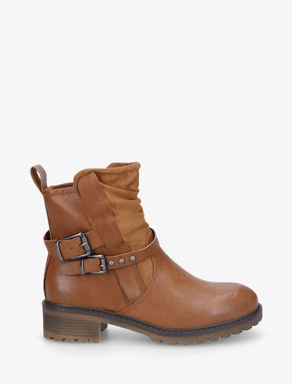 Bottines en simili à deux sangles - Camel - 5