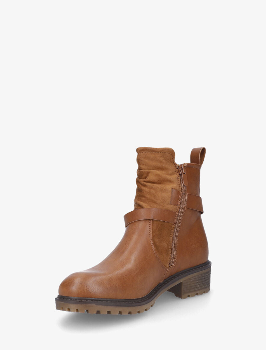 Bottines en simili à deux sangles - Camel - 3