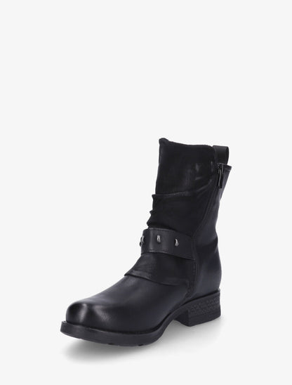 Bottines froncés à talon texturé - Noir - 3
