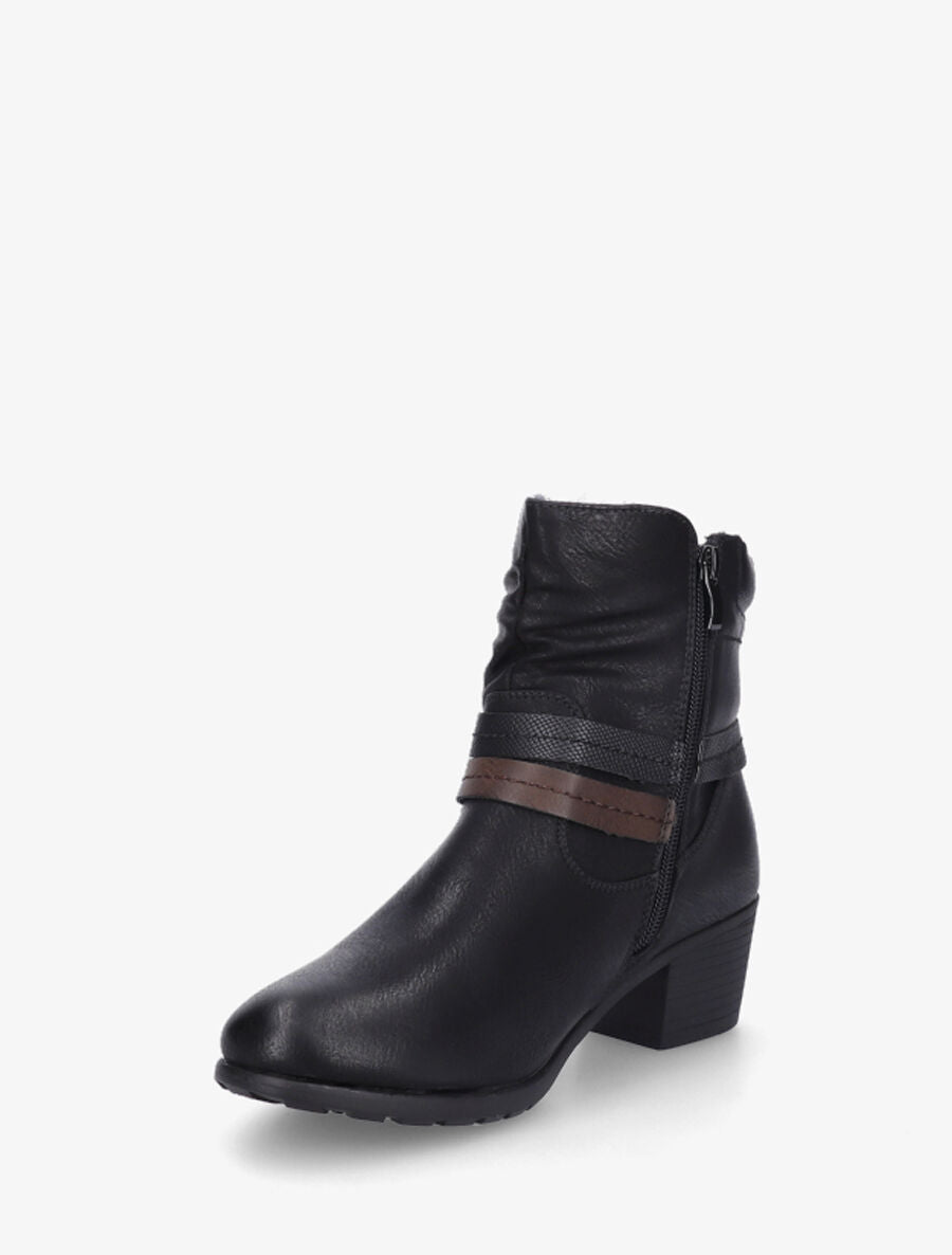 Bottines fourrées et froncées en simili - Noir - 3