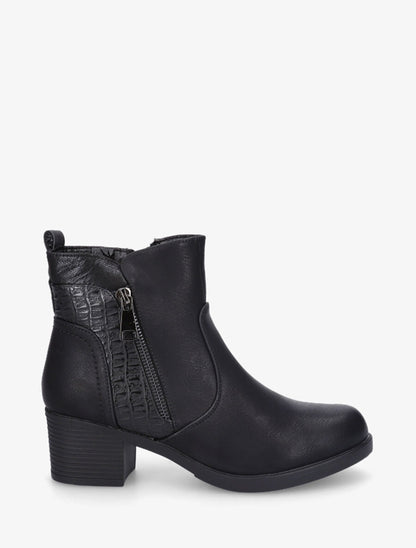 Bottines en simili à détail python - Noir - 1