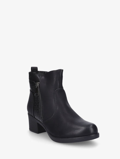 Bottines en simili à détail python - Noir - 2