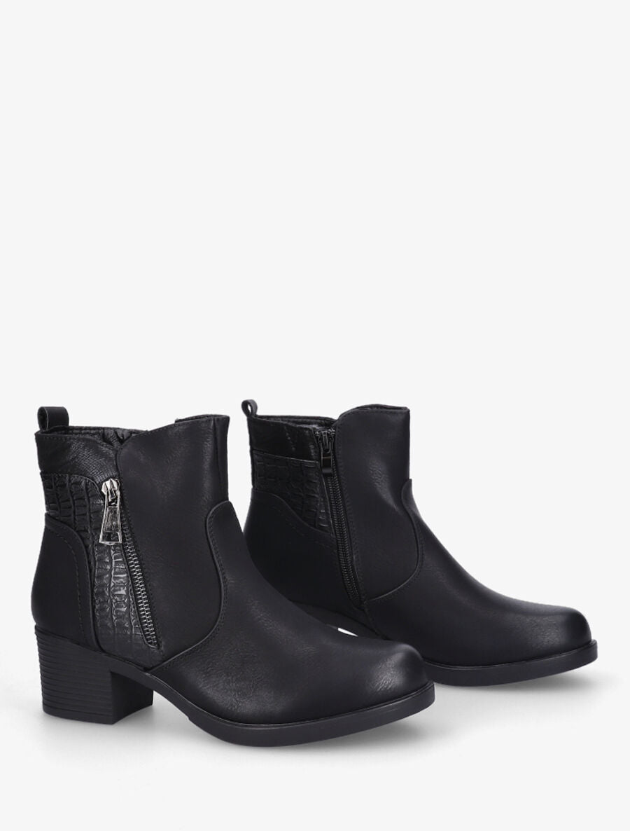 Bottines en simili à détail python - Noir - 4