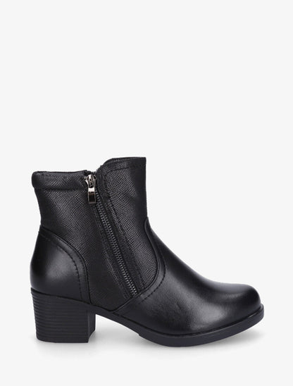 Bottines en simili texturées et double zips - Noir - 1