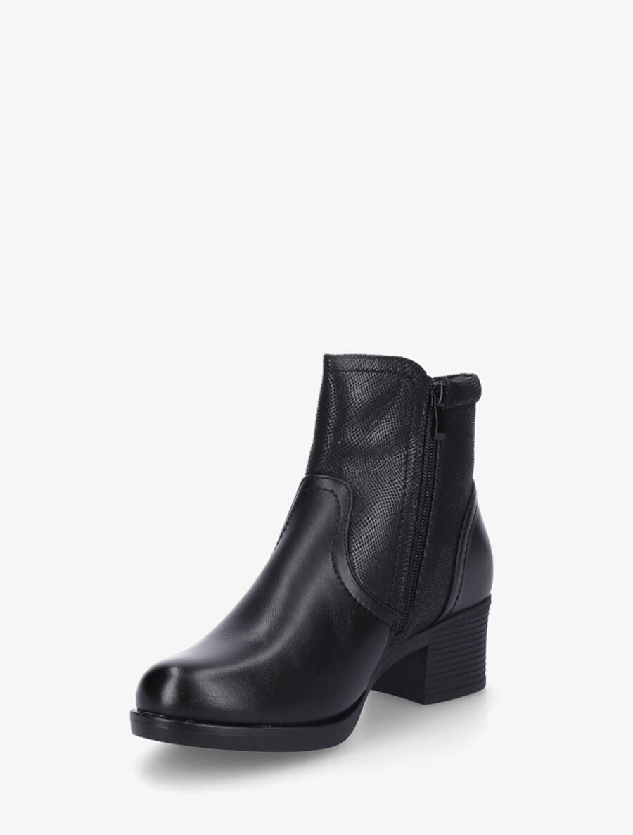 Bottines en simili texturées et double zips - Noir - 3