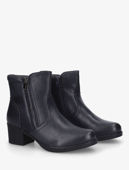 Bottines en simili texturées et double zips - Marine - 4