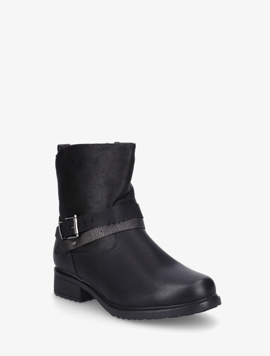Bottines en simili effet vieilli - Noir - 2