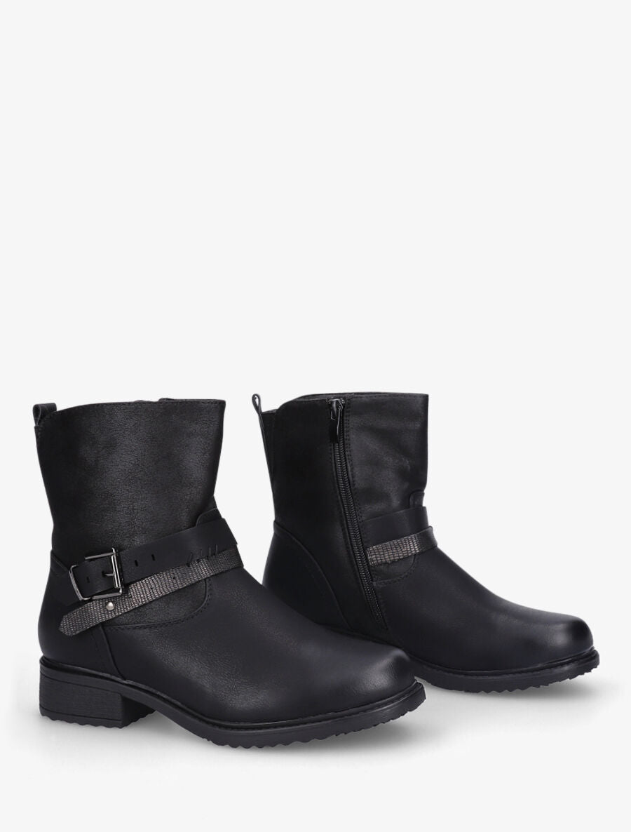 Bottines en simili effet vieilli - Noir - 4