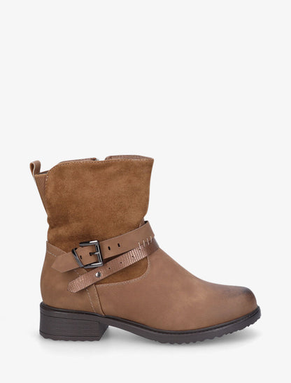 Bottines en simili effet vieilli - Camel - 1