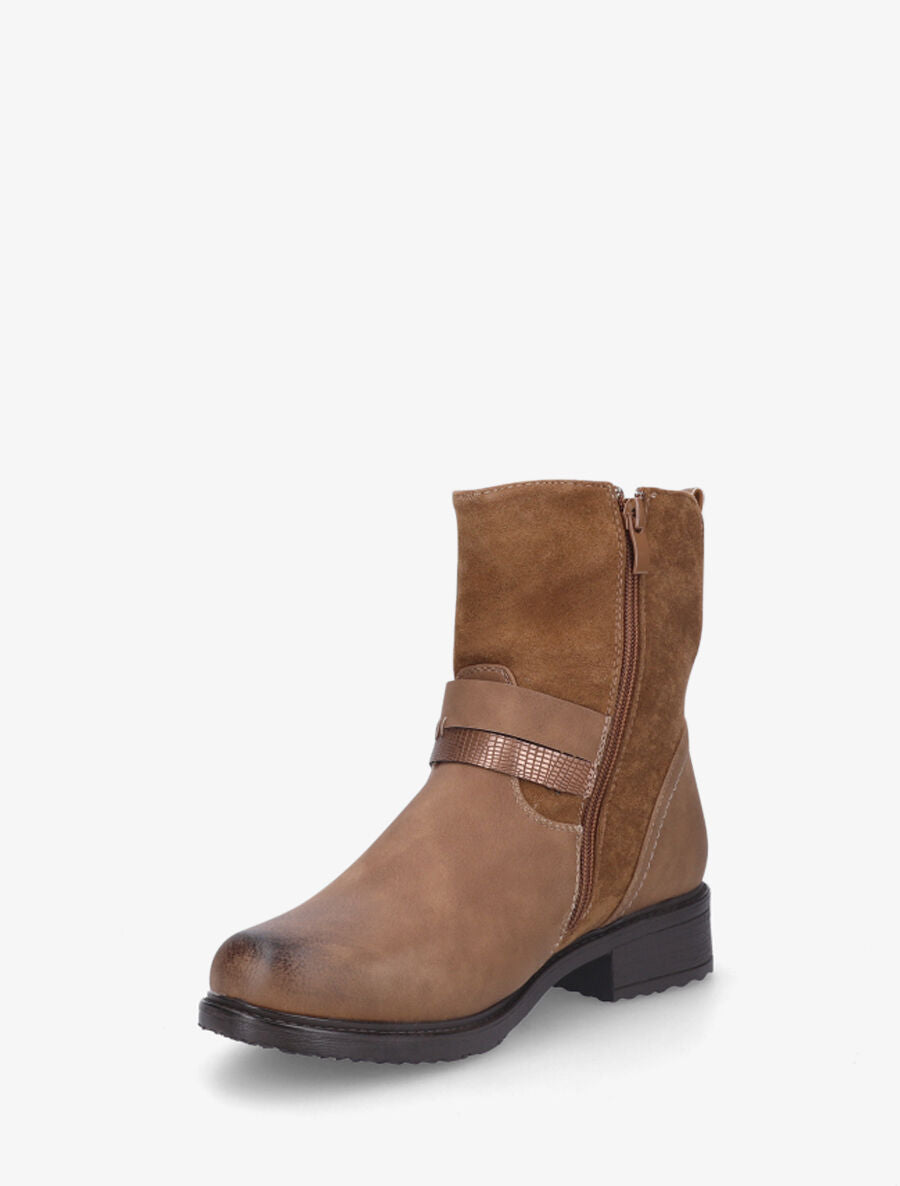 Bottines en simili effet vieilli - Camel - 3
