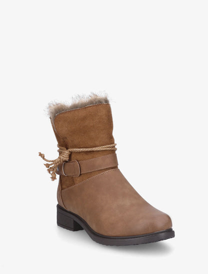 Bottines fourrées bi-matière - Camel - 2