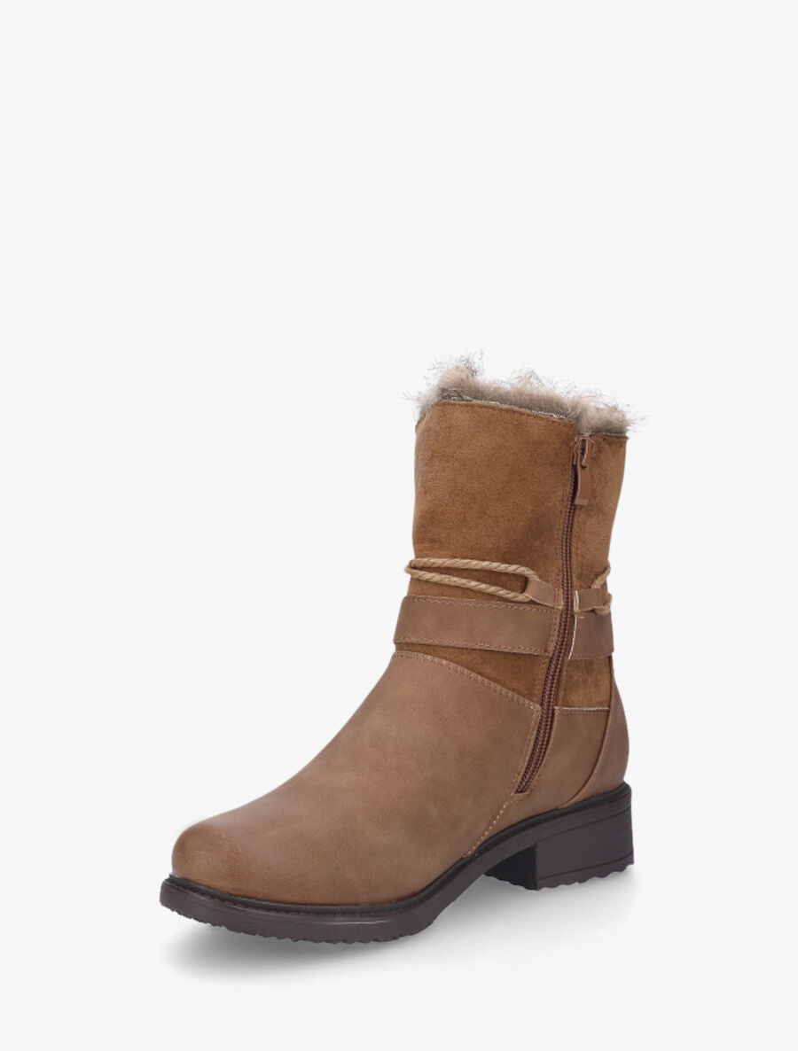 Bottines fourrées bi-matière - Camel - 3