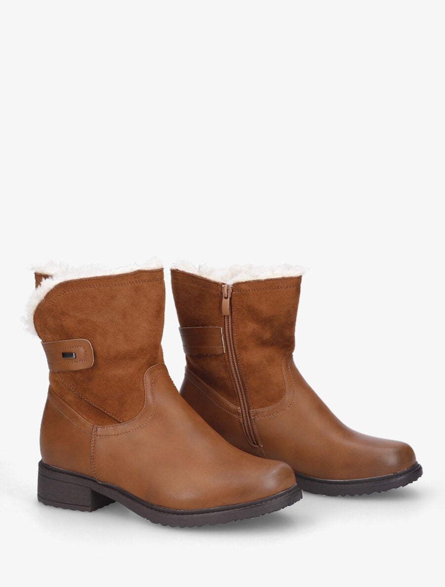 Bottines unies fourrées - Marron - 4