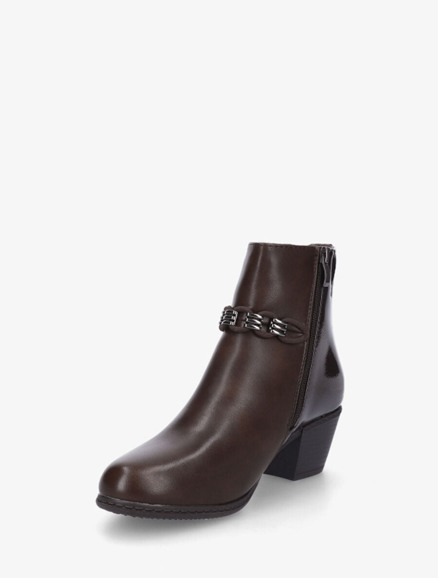Bottines en simili à contrefort vernis - Marron - 3